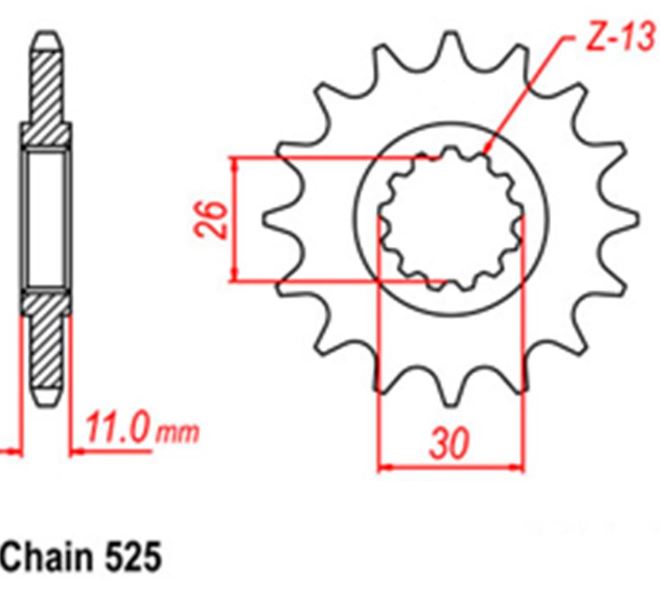 FRONT SPROCKET - STEEL 525 PITCH