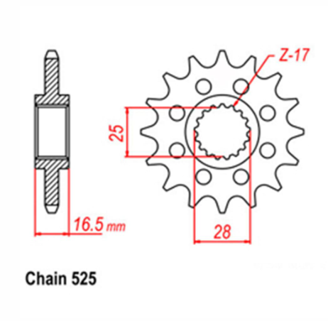 FRONT SPROCKET - STEEL 525 Chain