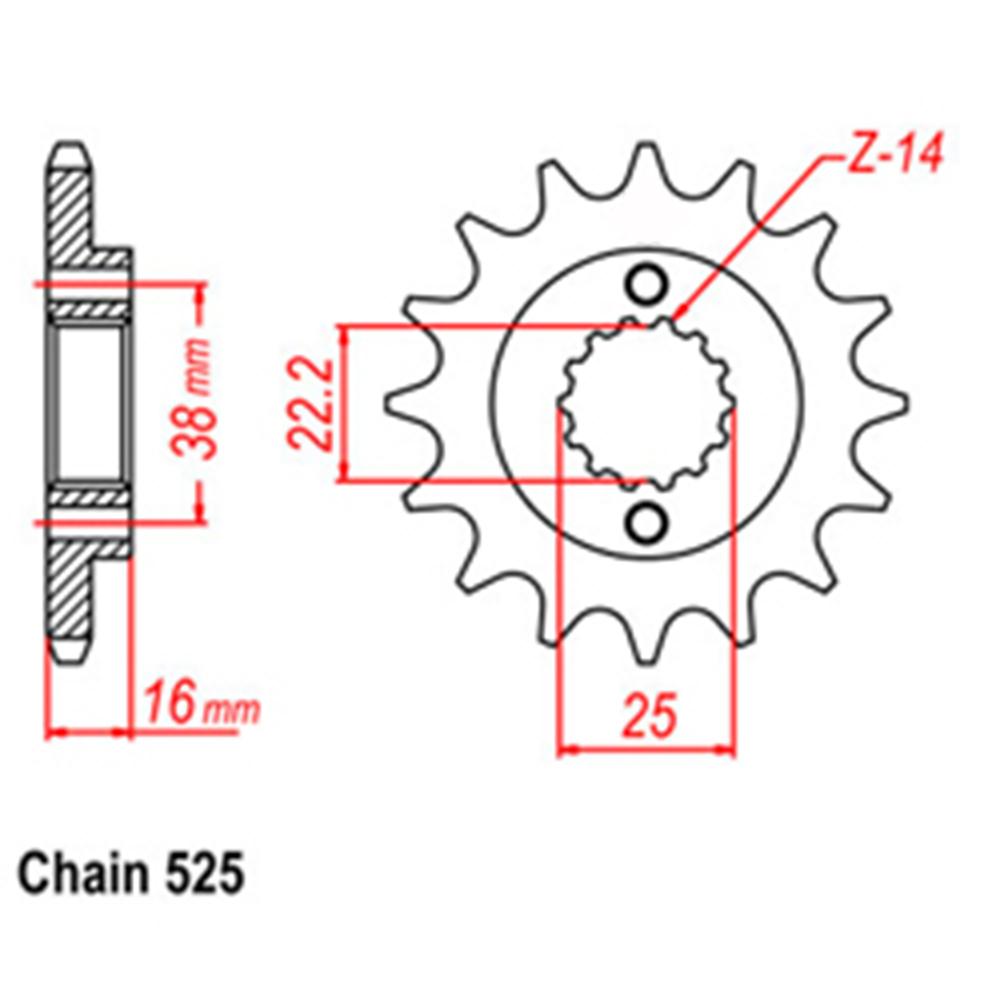 FRONT SPROCKET - WITH RUBBER CUSH STEEL 15T 525P