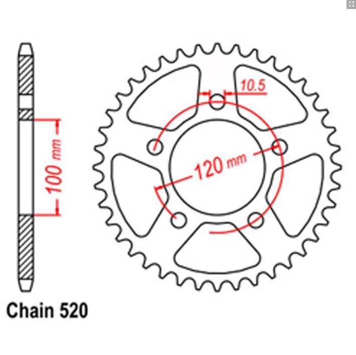 REAR SPROCKET - STEEL 40,42,43 & 44 520P