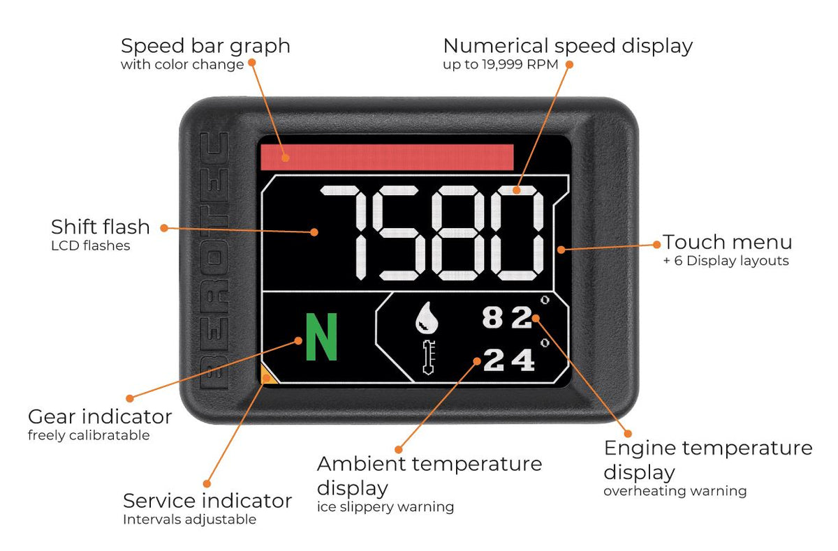 2nd generation Berotec Digital Tacho/Gear indicator/Gear shift flash& Engine temp dash panel for 701/690/GG700