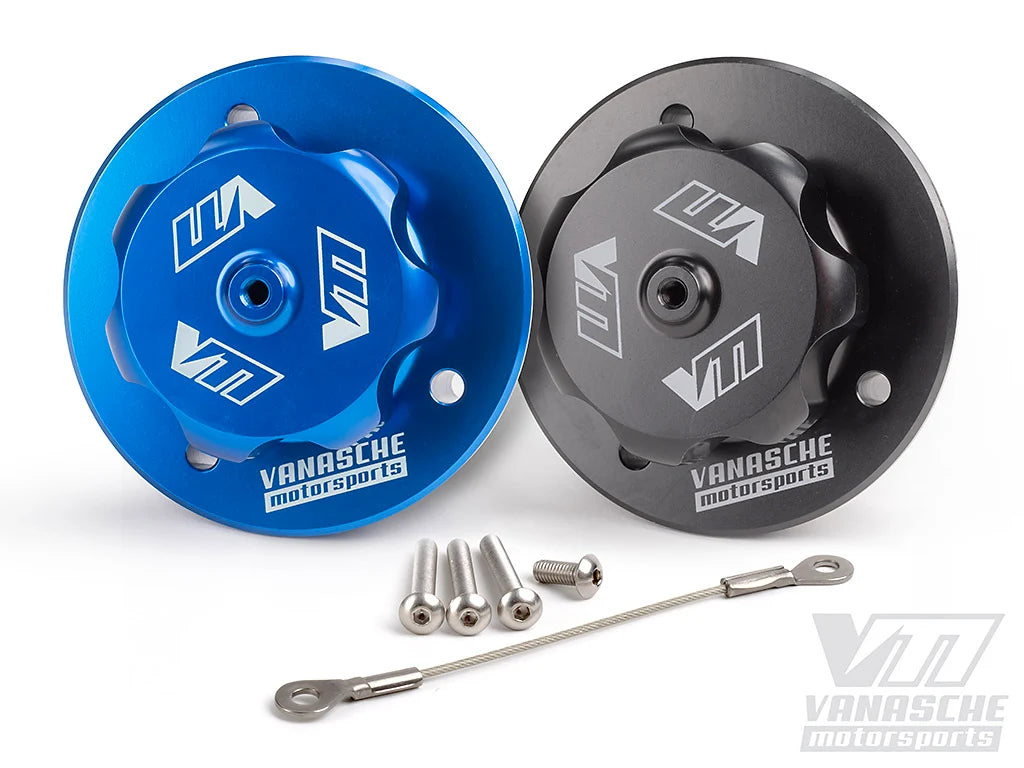 Vanasche Motorsports Aluminium fuel tank filler neck and cap (blue or black)