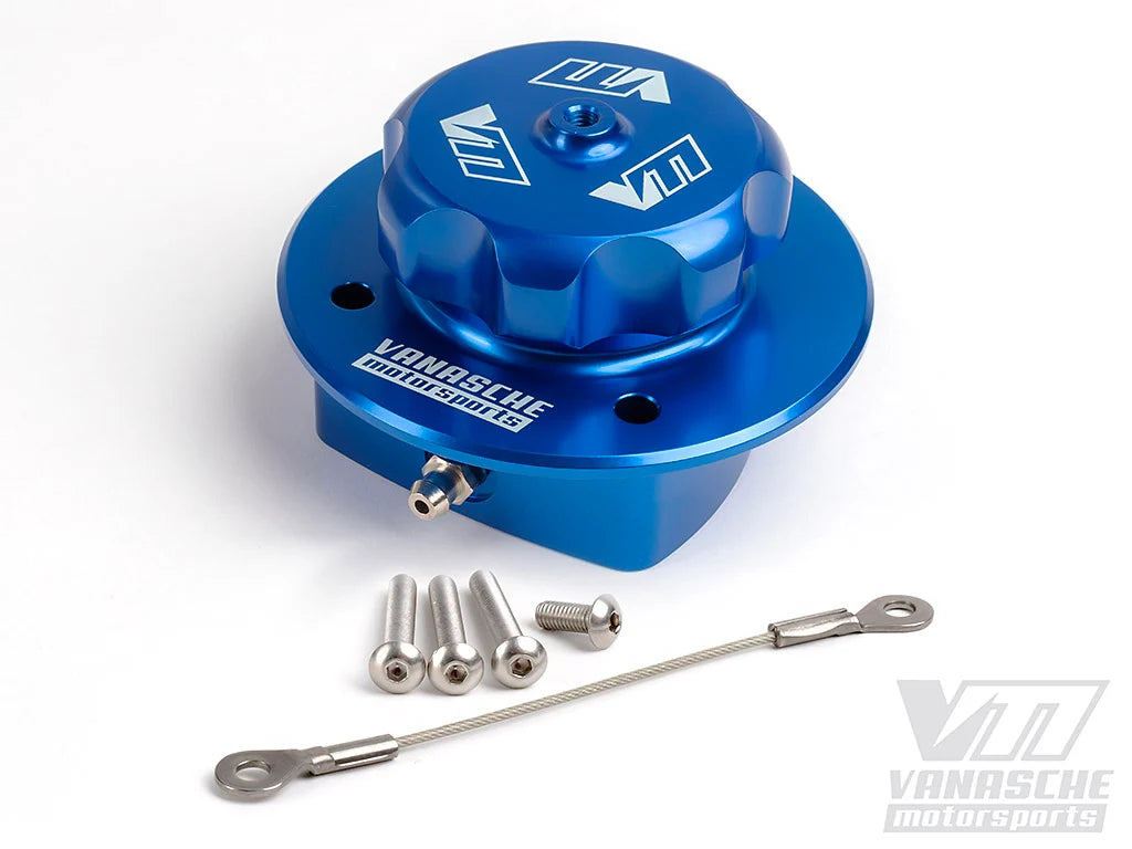 Vanasche Motorsports Aluminium fuel tank filler neck and cap (blue or black)