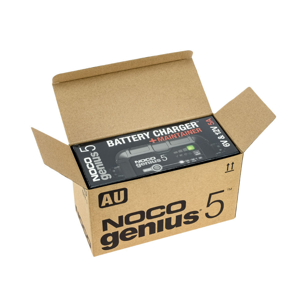 NOCO GENIUS 5 BATTERY CHARGER FOR LEAD ACID 6 & 12V AND 12.8V LITHIUM BATTERIES